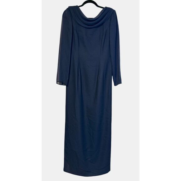 Harbor Nites Midnight Blue Formal Dress Drape Back Sz. 6 Occasion - Picture 4 of 7